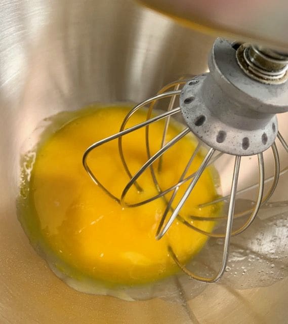 mixing egg and sugar