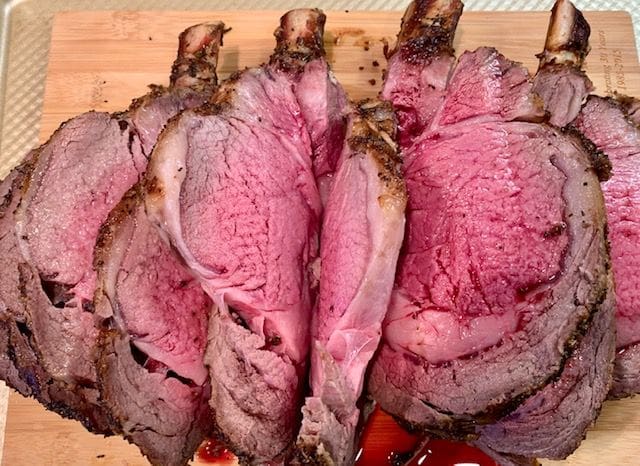 rare Prime Rib Roast Sliced