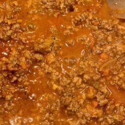 A.B. lasagna bolognese sauce simmering