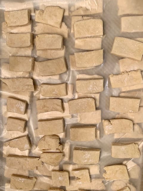 Rolled cut dumplings drying