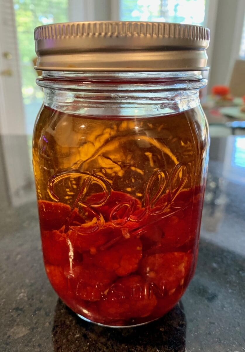 infusing whiskey with raspberries