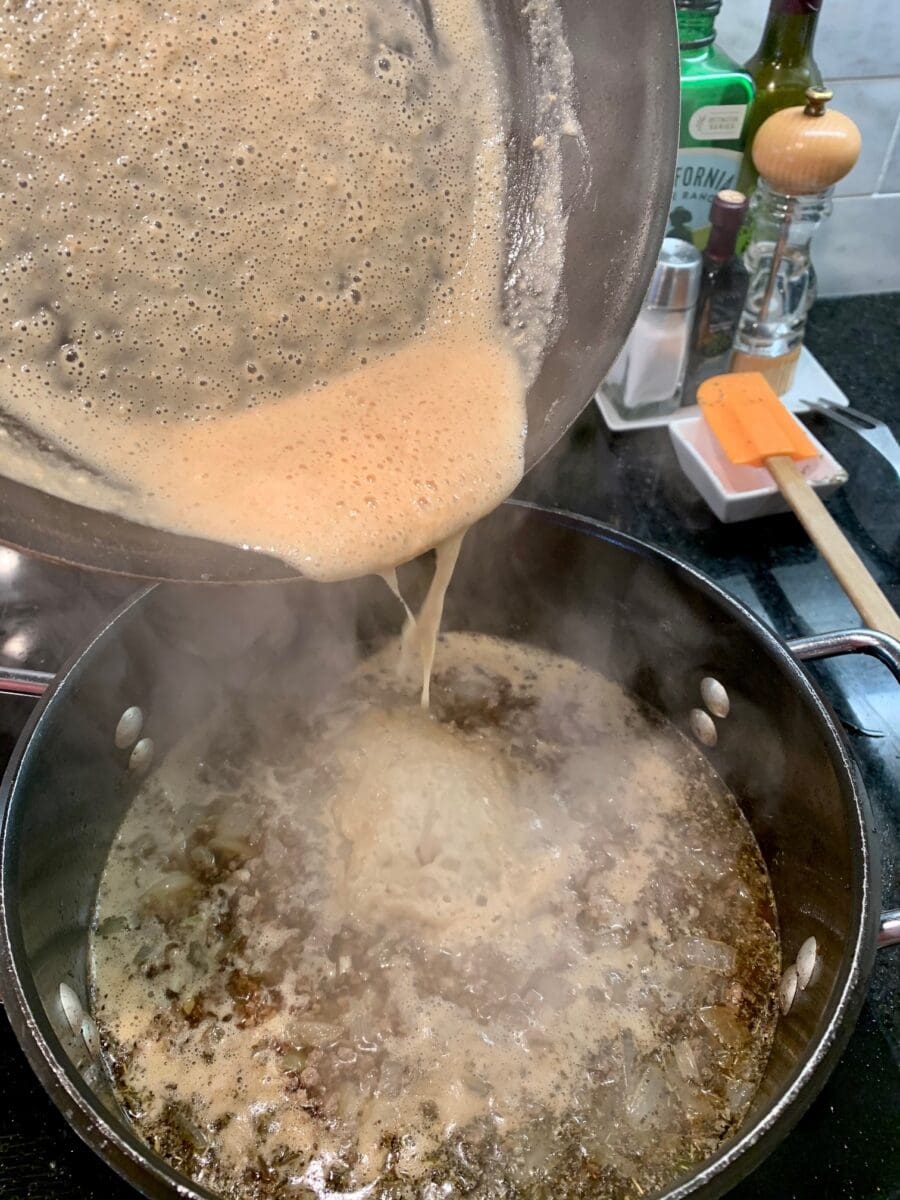 adding flour mix
