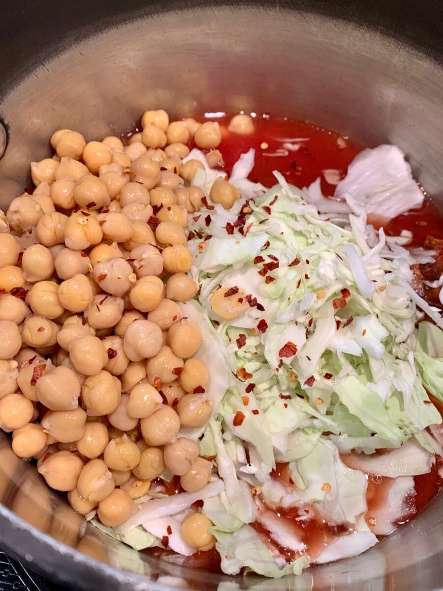 adding chickpeas
