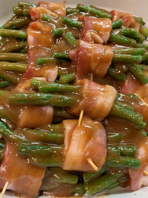 green bean bundles ready to bake