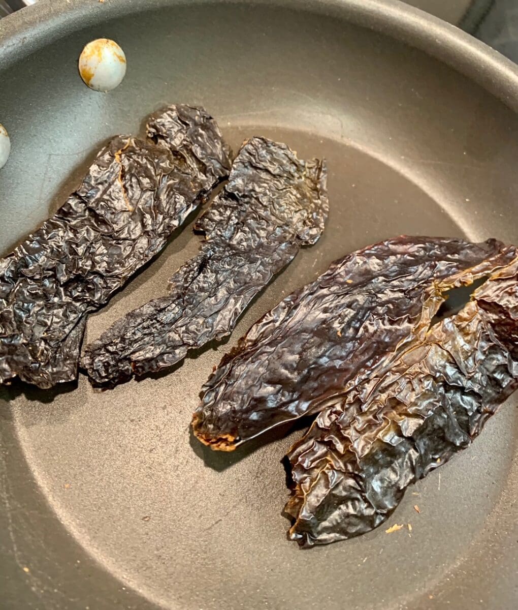 toasting chilies