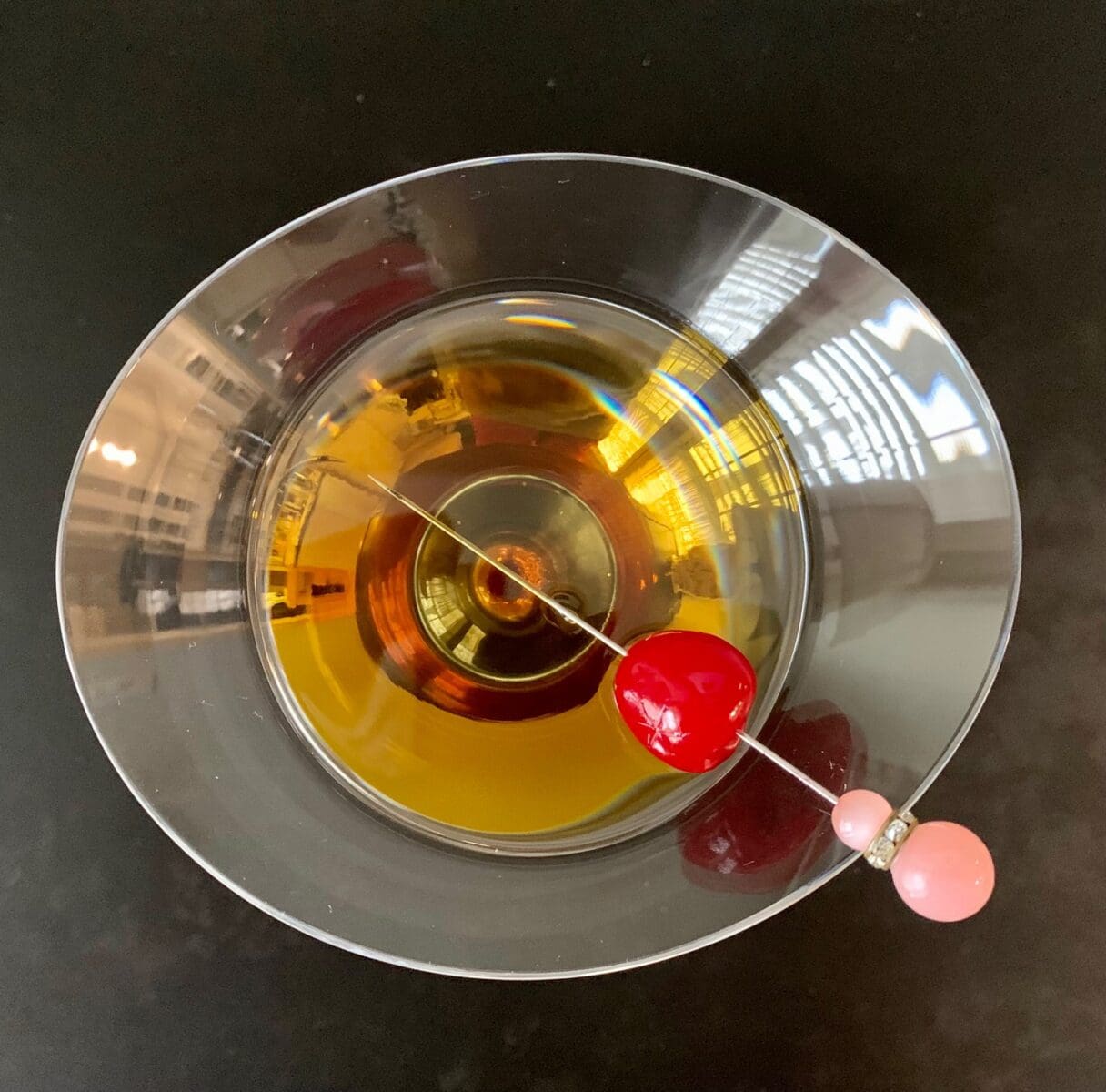 Bijou cocktail overhead