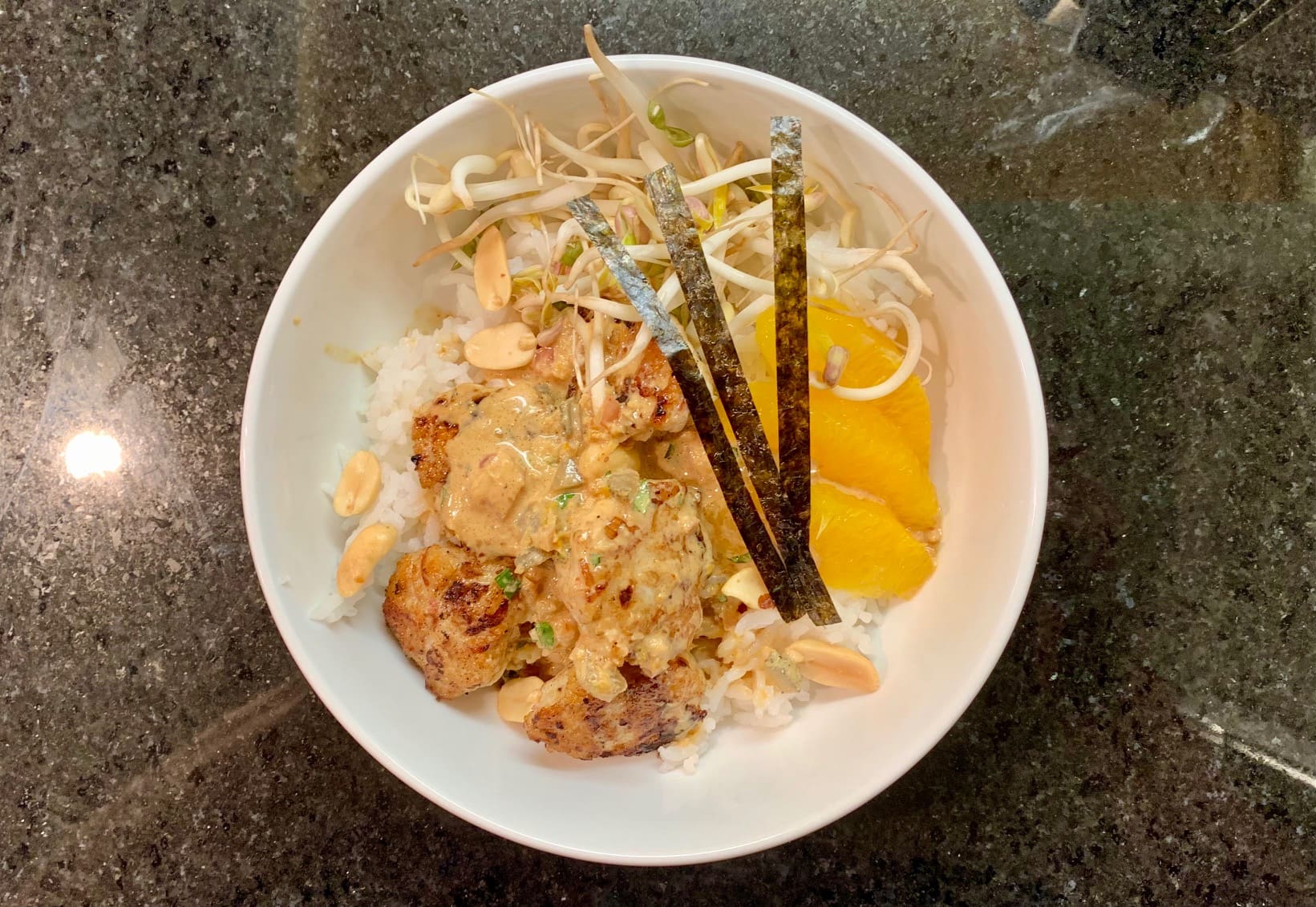 chicken with rice and red miso remoulade