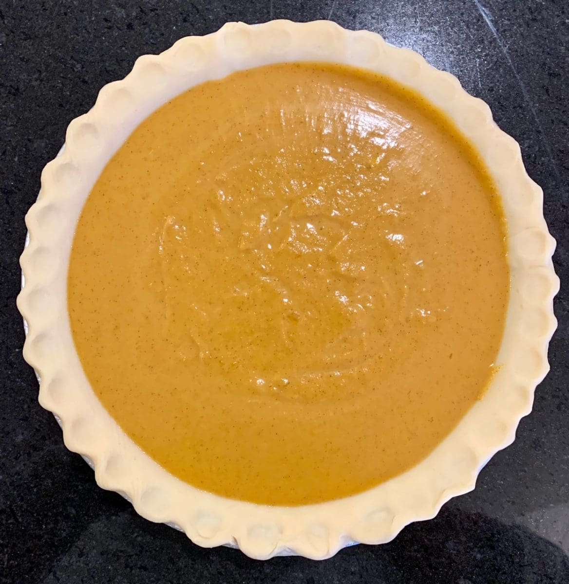 Unbaked pumpkin pie