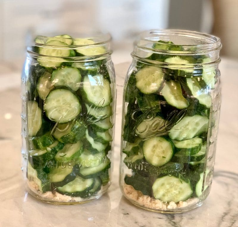 cucumbers packed in jars
