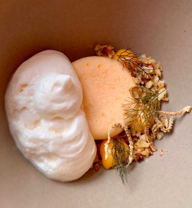 meyer lemon, grapefruit,fennel and white chocolate