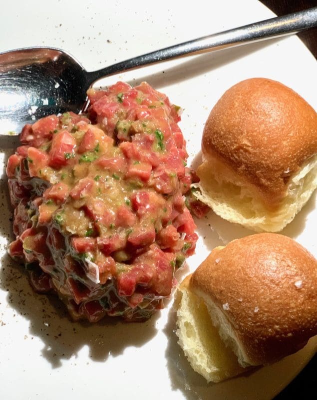 beef tartare and slider buns