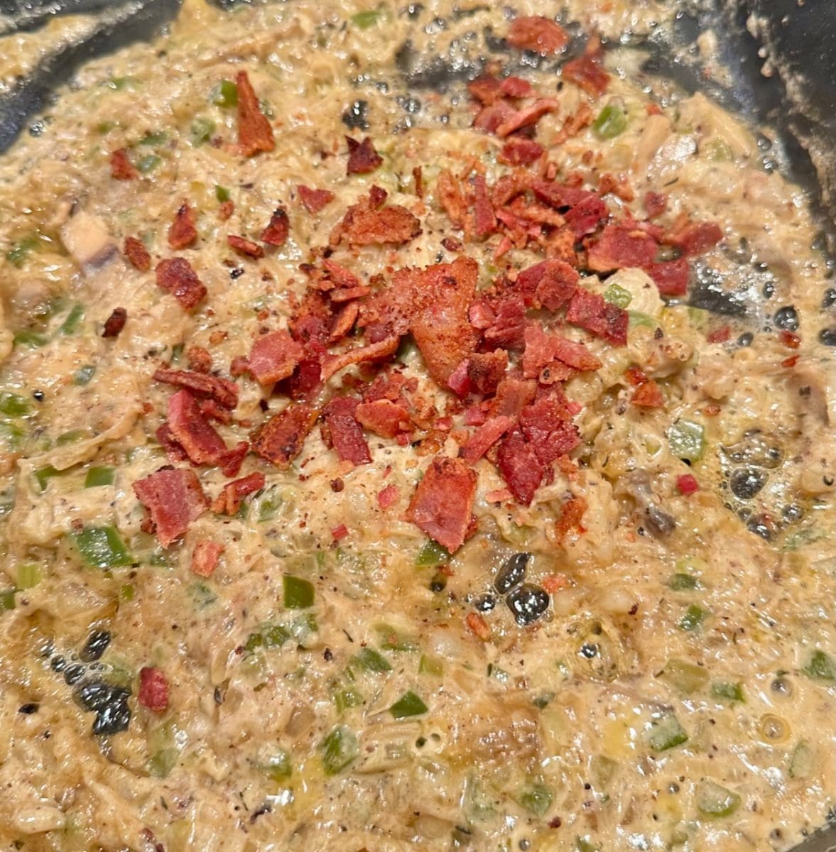 thickened with roux adding bacon