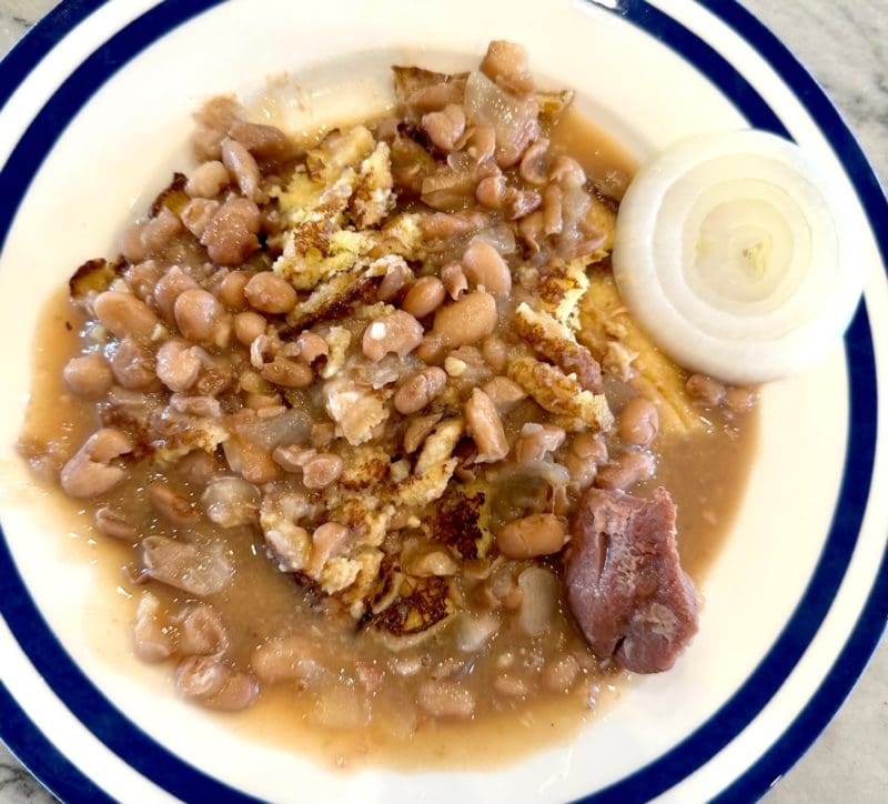 mashed beans and cornbread