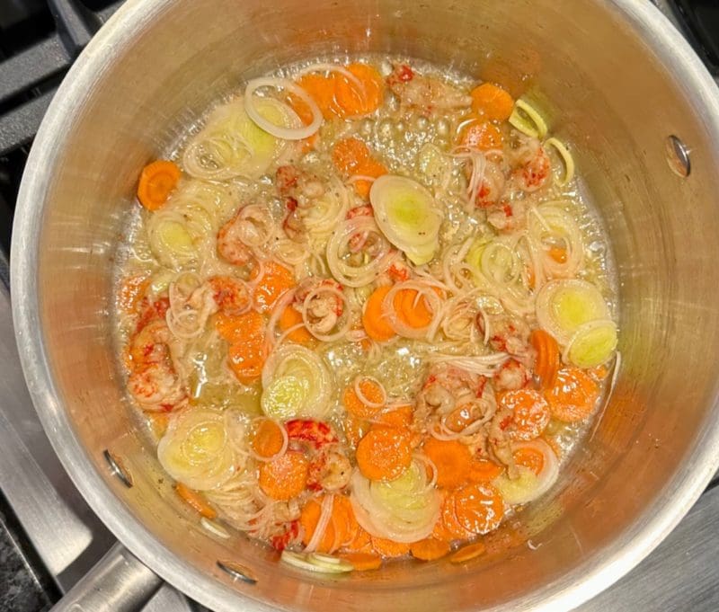 leeks carrot and chopped tails