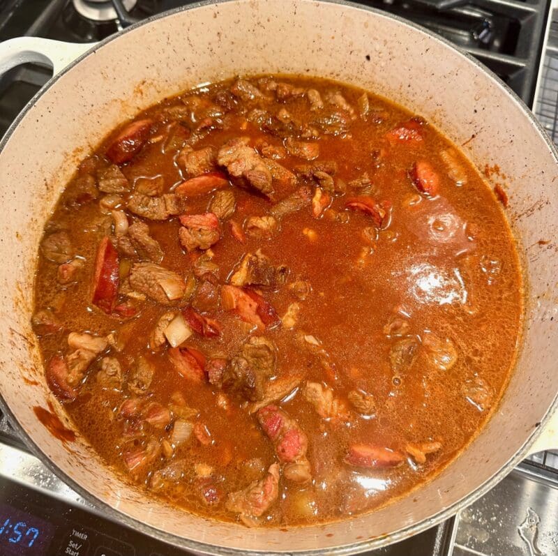 almost smoked rib and sausage chili