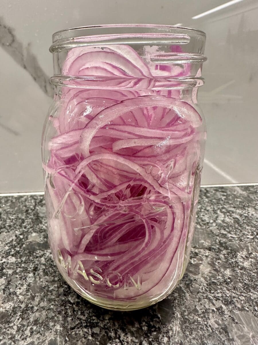 red onions in jar