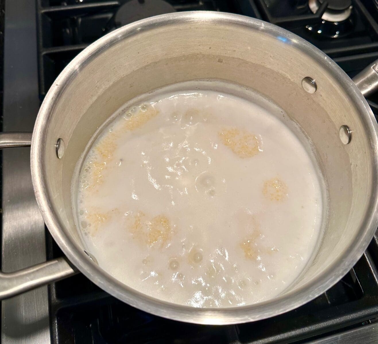 with polenta whisked in