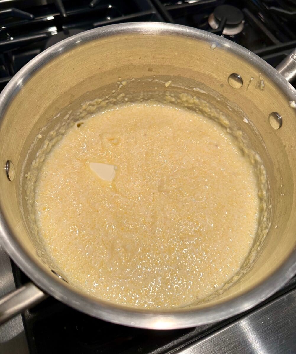 finishing with cheese and butter