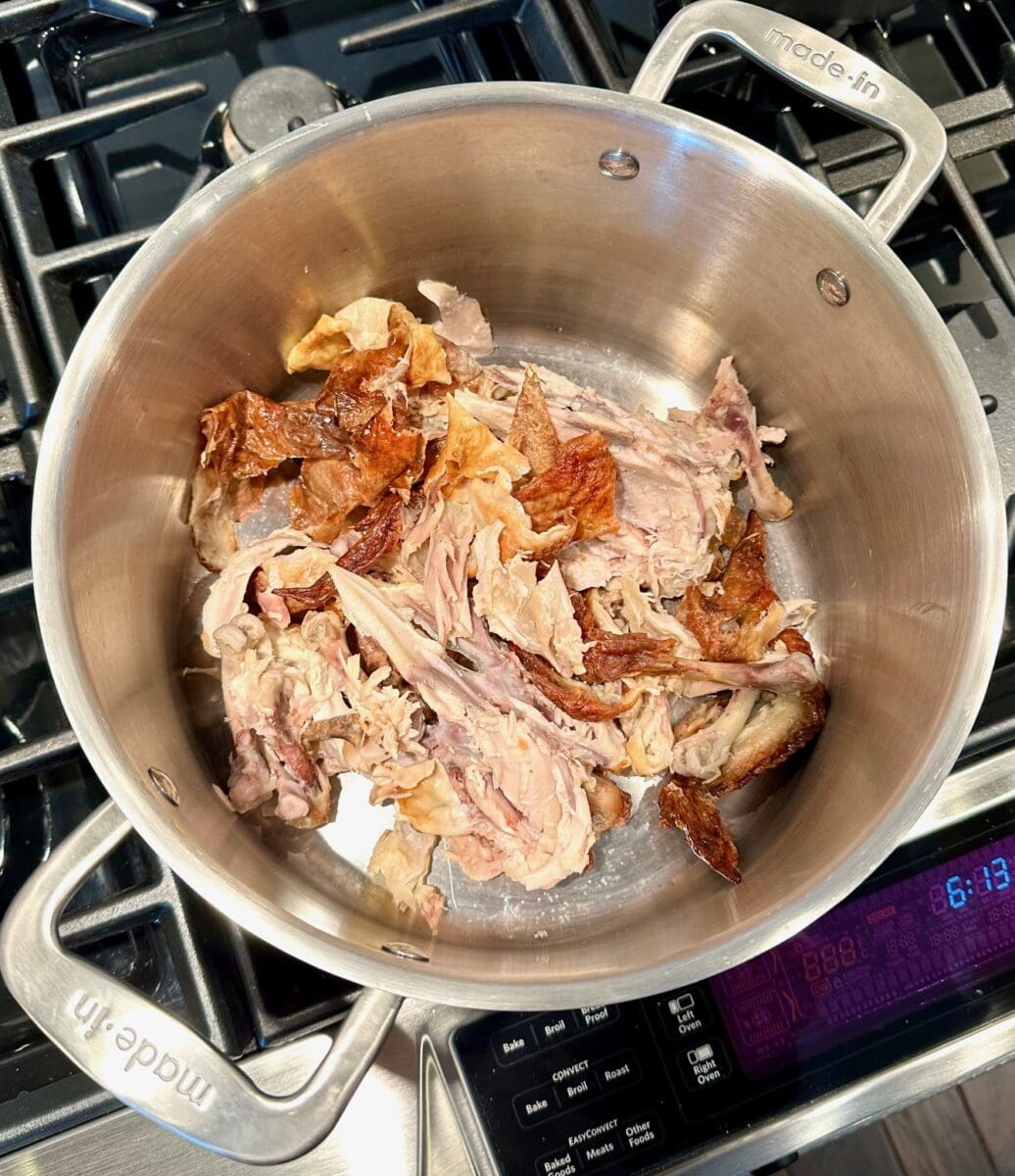 chicken bones and skin