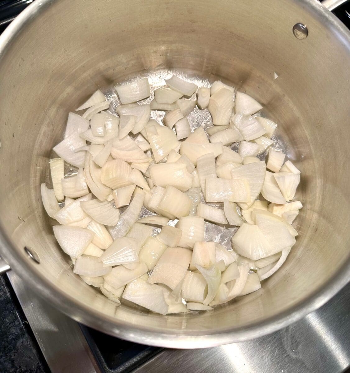 sweating onions