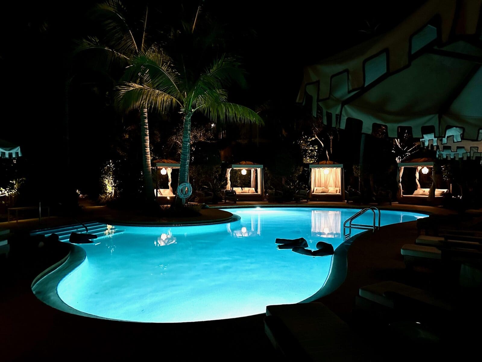 pool and cabanas